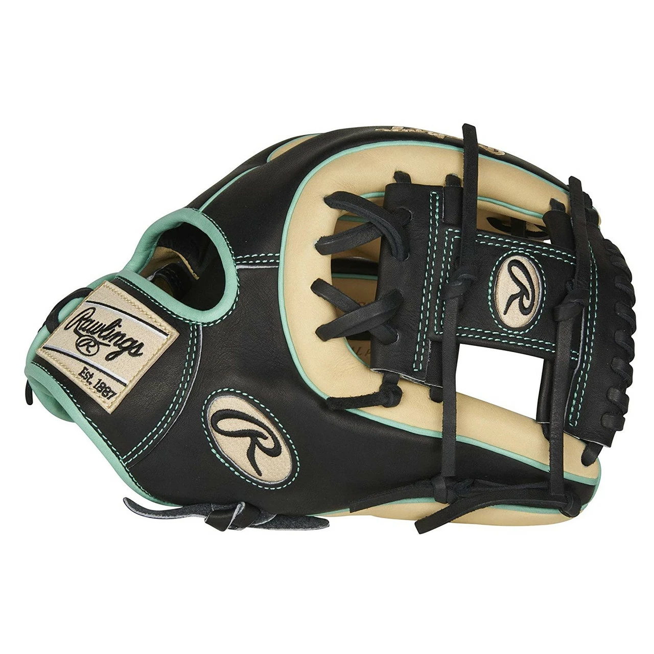 Rawlings Heart Of The Hide Black Camel Mint R2G Baseball Glove Pro I Web 11.5 Inch Right Hand Throw 3 Rawlings Heart Of The Hide Black Camel Mint R2G Baseball Glove Pro I Web 11.5 Inch Right Hand Throw - Image 3